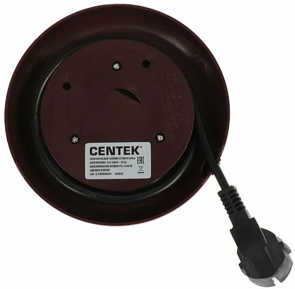 4. Чайник Centek CT-0034  стекло, 1.8л, 2200Вт, внутренняя LED подсветка, кнопка