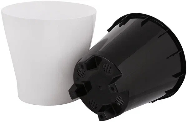 3. Горшок Лея 2,2л М7928 с автополивом, белый-бежевый