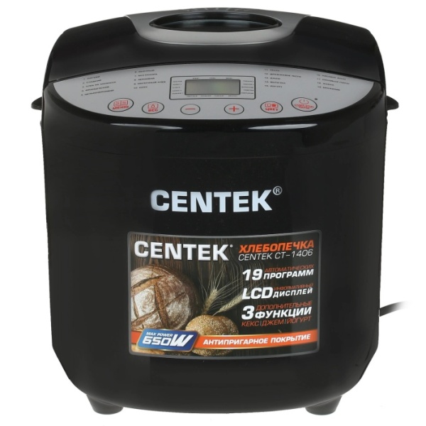 1. Хлебопечка Centek-1406 900г. 650Вт 19 программ