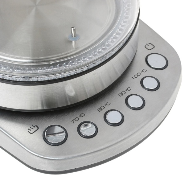 4. Чайник Centek CT-0060 Dubai, 1.7л 2200Вт, стенд с 4 темп. режимами, LED-подсветка, отделка нерж.