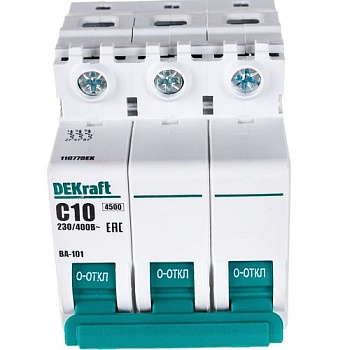Выключатель автоматический модульный 3п C 10А 4.5кА ВА-101 DEKraft