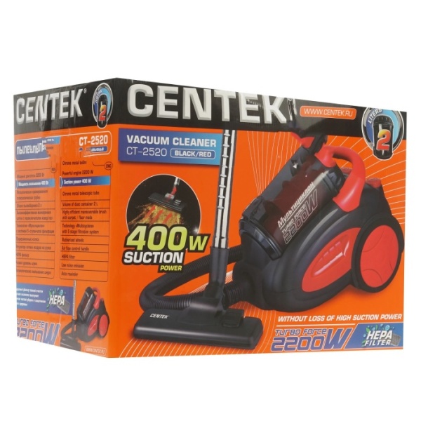 5. Пылесос Centek CT-2520  циклон , 2200-400Вт, телескоп трубка, мягкий пуск