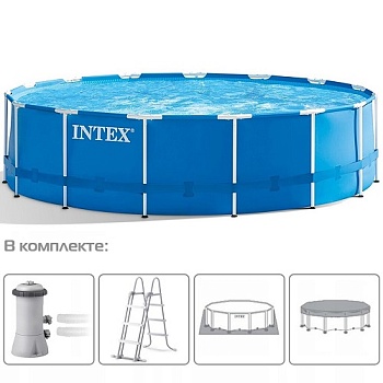 Бассейн каркасный 457х122 см Intex 28242 16805л лест.,настил,тент