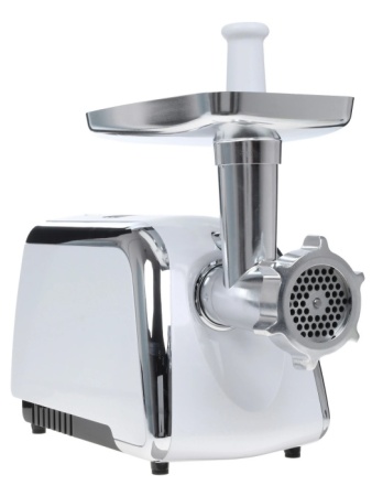 2. Мясорубка Centek CT-1602 Juice 2000W, Соковыж., нож+диски (2 шт) из литой стали, реверс (белый-хром)