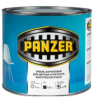 Краска эмаль АКРИЛОВАЯ черная полуглянцевая 1,9кг PANZER