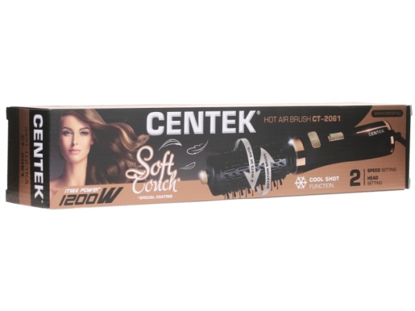 3. Фен-щетка Centek CT-2061 , 1000 Вт, АВТОВРАЩЕНИЕ,  2 скорости, 2 режима
