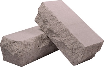 Кирпич силикатный утолщенный лицевой темно-коричневый рустированный угловой