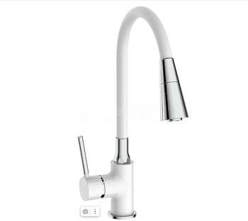 Смеситель для кухни FRAP F4044-8 белый/хром ,d35, гибкий излив, латунь