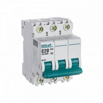 Выключатель автоматический модульный 3п C 20А 4.5кА ВА-101 DEKraft 