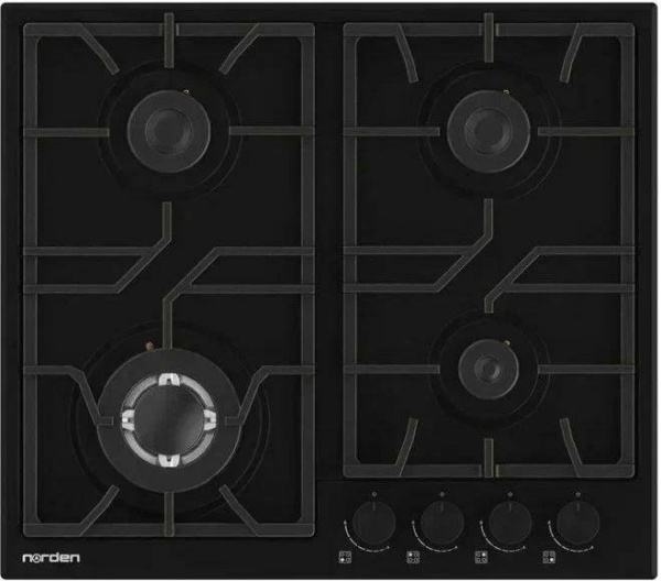1. Газовая панель NORDEN AZTECH 6L3GT MBL FFD матовый чёрный