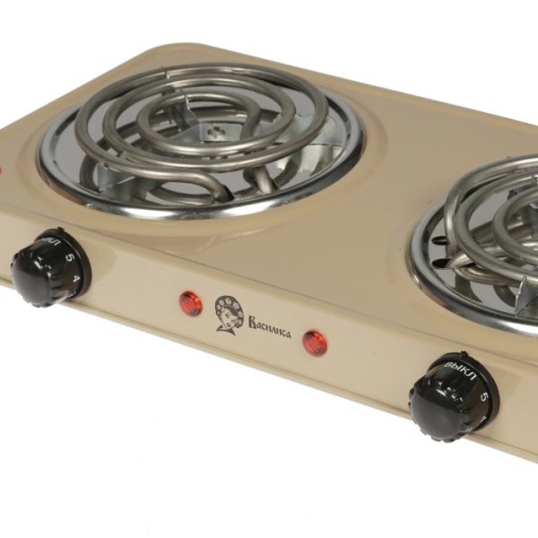 3. Плита электрическая ВАСИЛИСА ВА-902 беж.,2-конф,спираль,1кВт
