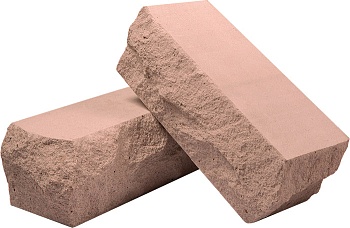 Кирпич силикатный утолщенный лицевой коричневый рустированный угловой