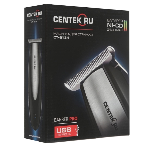 3. Машинка для стрижки Centek CT-2134 3 насадки, USB зарядка, время работы 55 мин